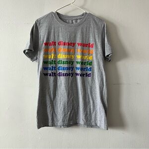 Disney Gray Short Sleeve Tee with Multicolor Print